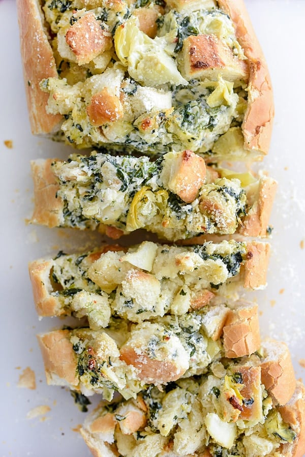 Spinach Artichoke Stuffed Bread | foodiecrush.com