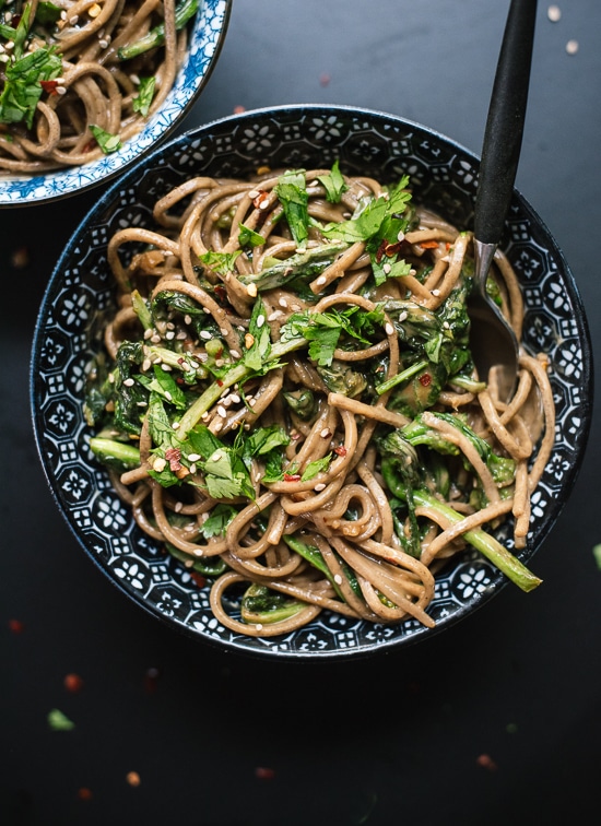 Broccoli Rabe Peanut Soba Noodles from Cookie & Kate on foodiecrush.com