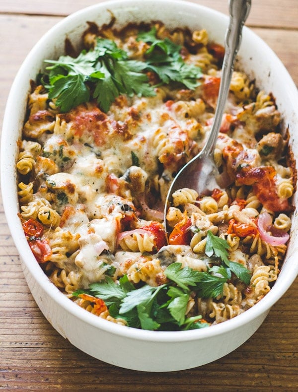 Mediterranean Chicken Pasta Bake from theclevercarrot.com on foodiecrush.com