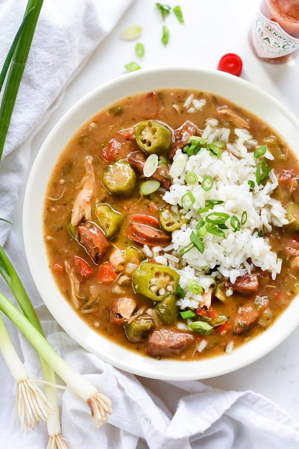 Chicken, Crab and Andouille Gumbo Recipe | foodiecrush.com