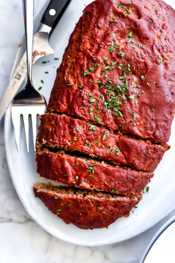 Healthy Turkey Meatloaf With Tomato Glaze | foodiecrush.com