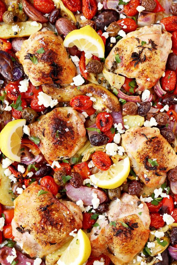 Mediterranean Roasted Chicken Thighs from thecandidappetite.com on foodiecrush.com