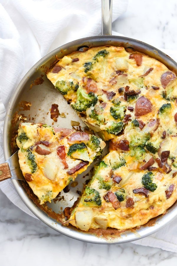 Bacon Broccoli and Potato Frittata foodiecrush.com