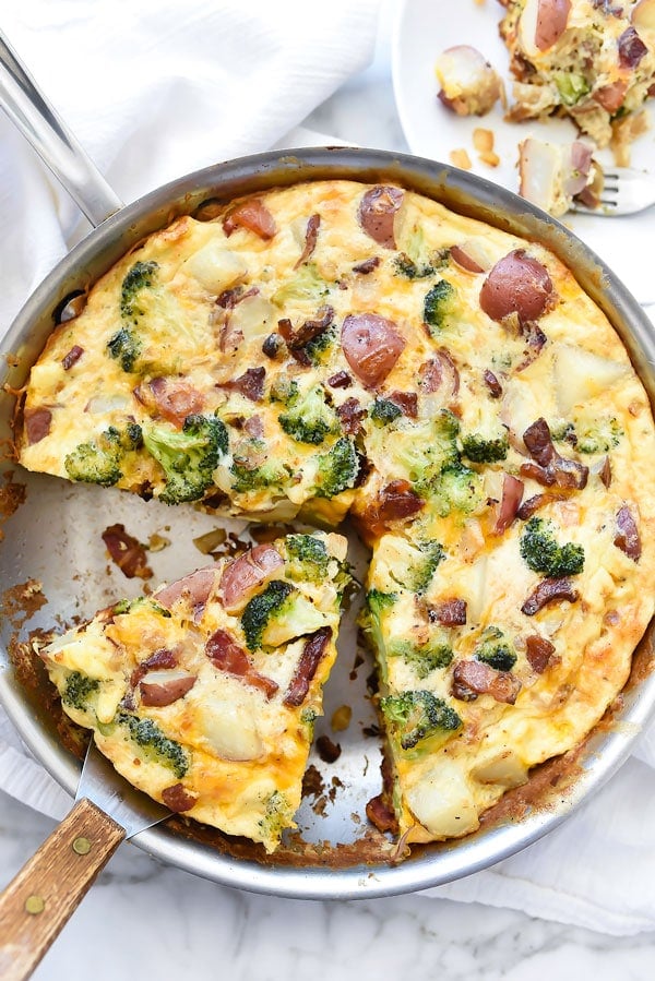 Bacon Broccoli and Potato Frittata from foodiecrush.com