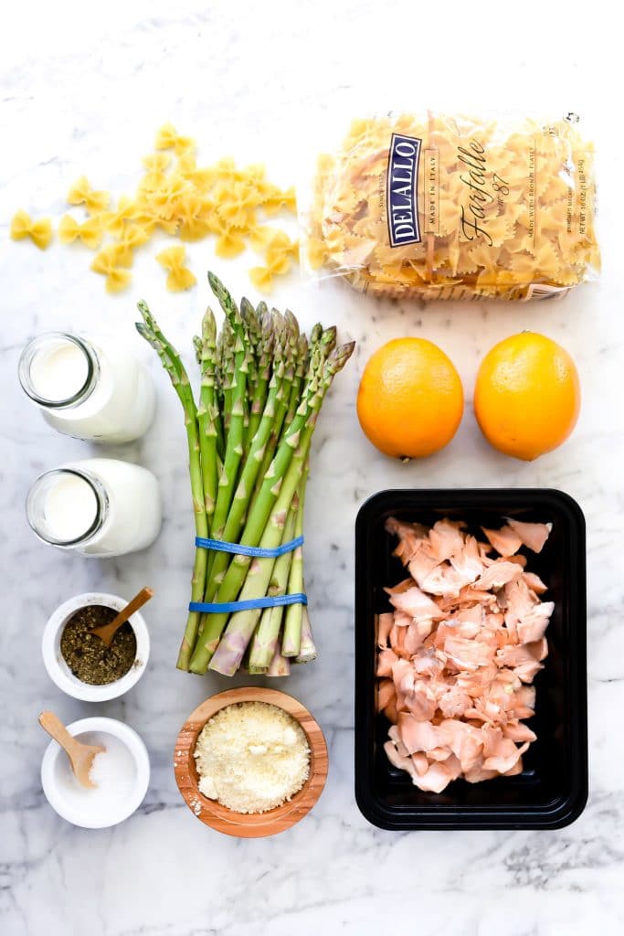 Creamy Asparagus and Salmon Pasta | foodiecrush.com