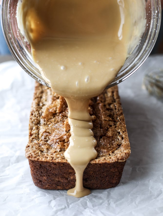 Banana Bread with Espresso Glaze from How Sweet It Is on foodiecrush.com