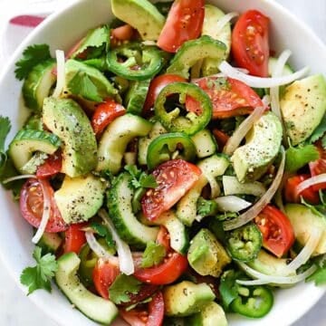 Tomato Avocado Cucumber and Maui Onion Salad | foodiecrush.com