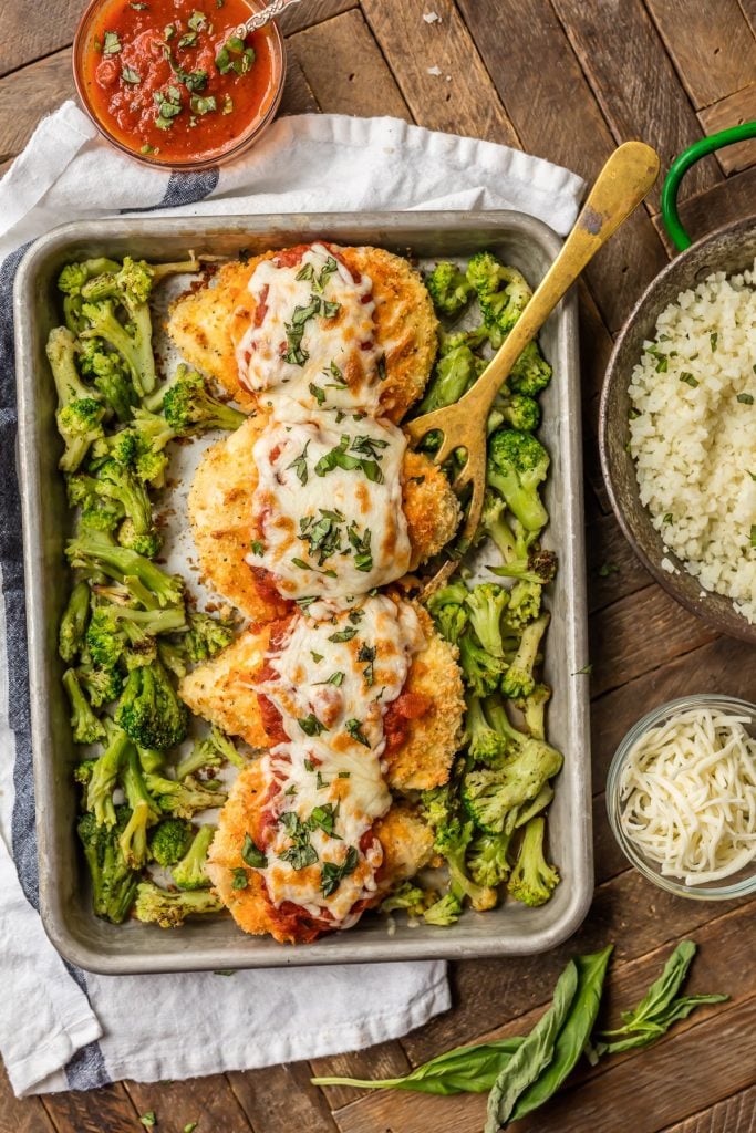 Sheet Pan Chicken Parmesan from The Cookie Rookie on foodiecrush.com