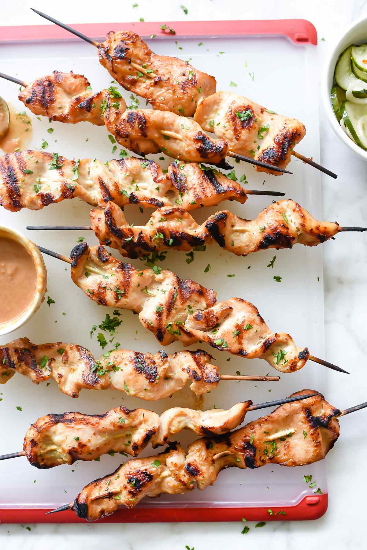 Chicken Satay with Lighter Almond Dipping Sauce | foodiecrush.com