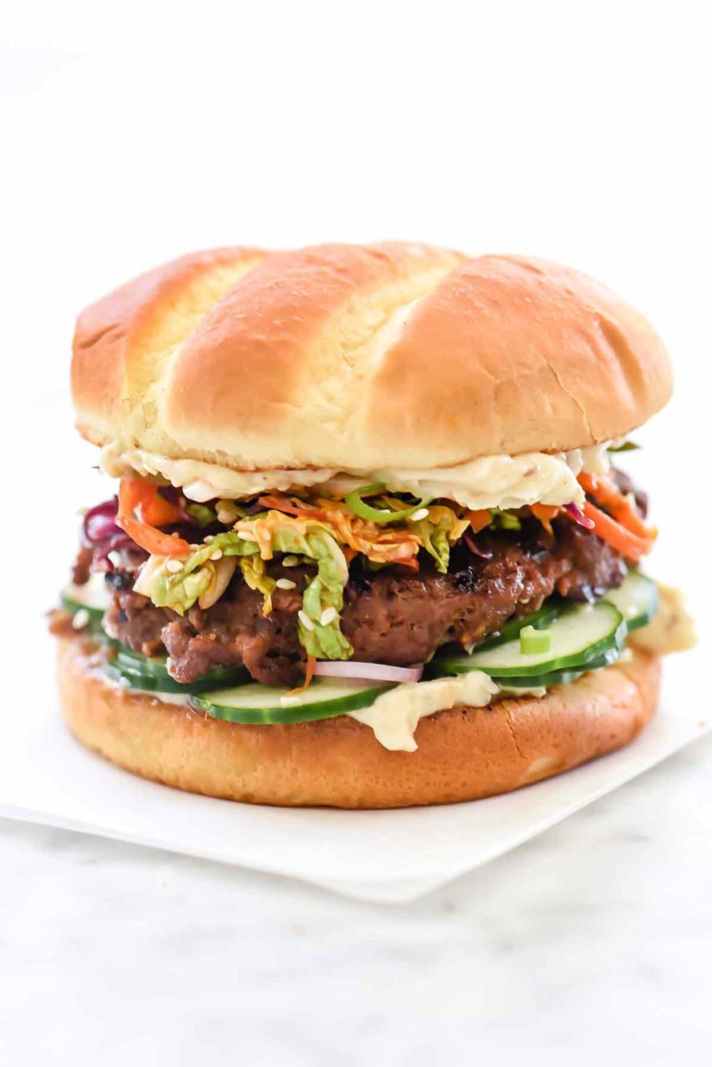 Korean BBQ Burgers 3 Ways with Spicy Korean Slaw | foodiecrush.com