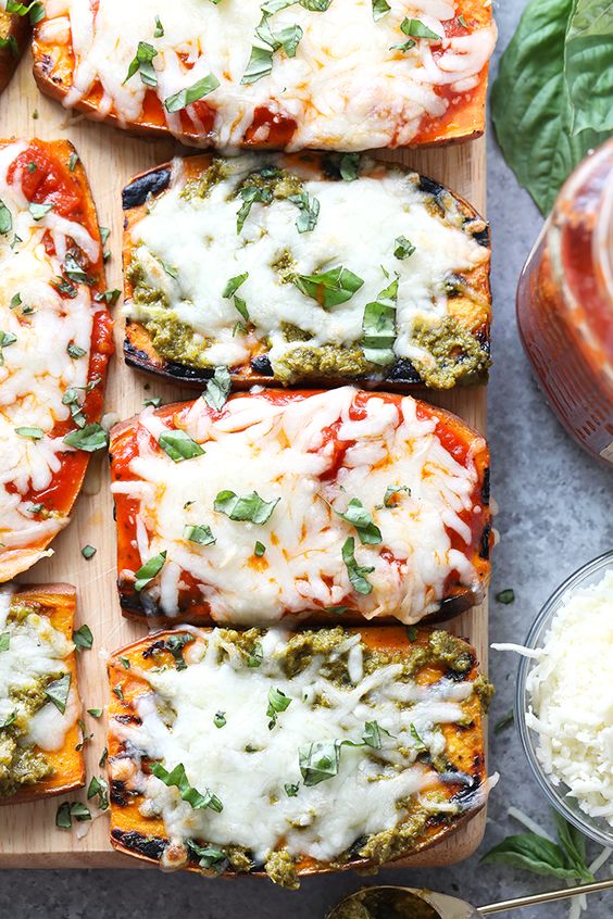 Easy Grilled Sweet Potato Pizzas from fitfoodiefinds.com on foodiecrush.com