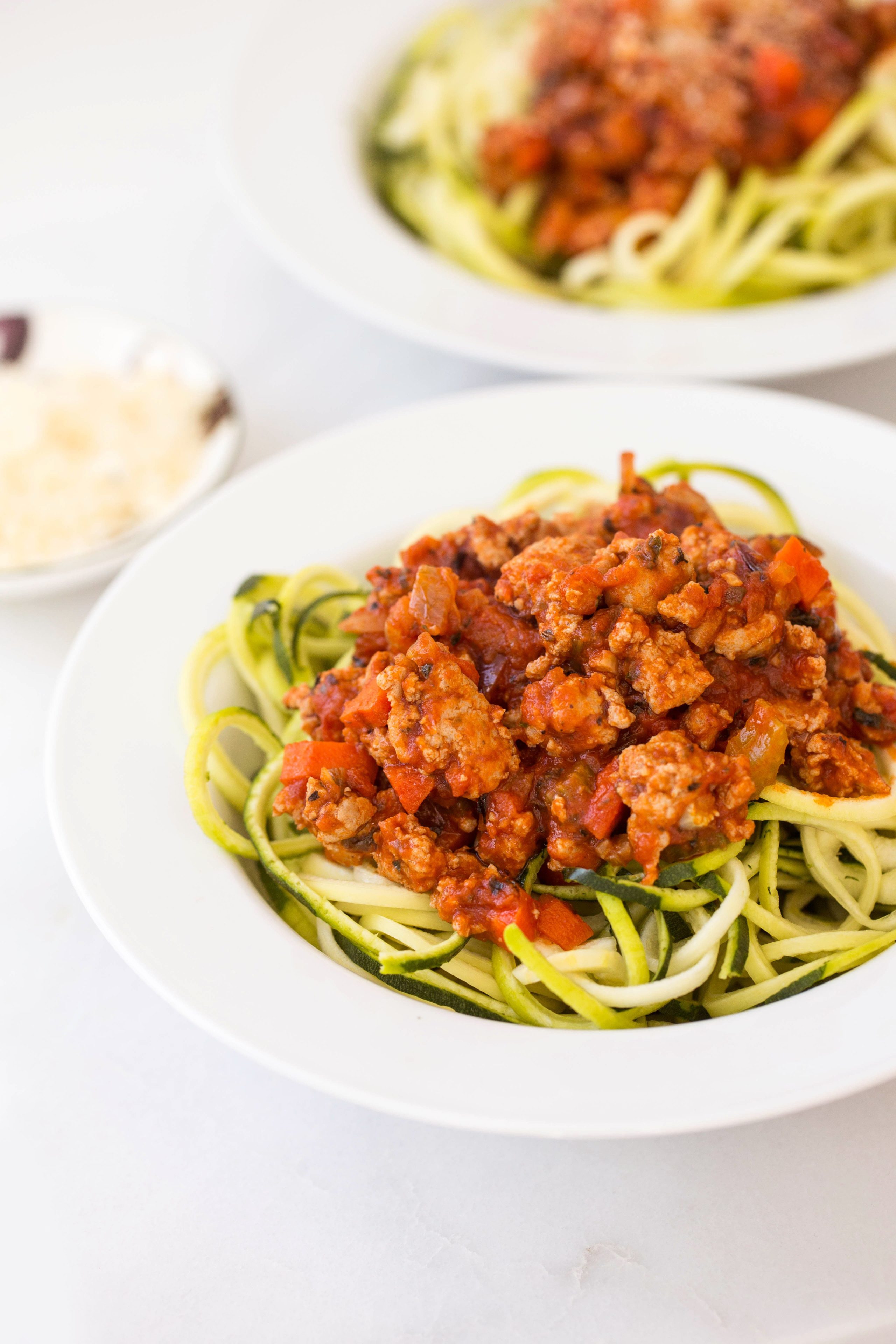 Turkey Bolognese with Zucchini Noodles from inspiralized.com on foodiecrush.com