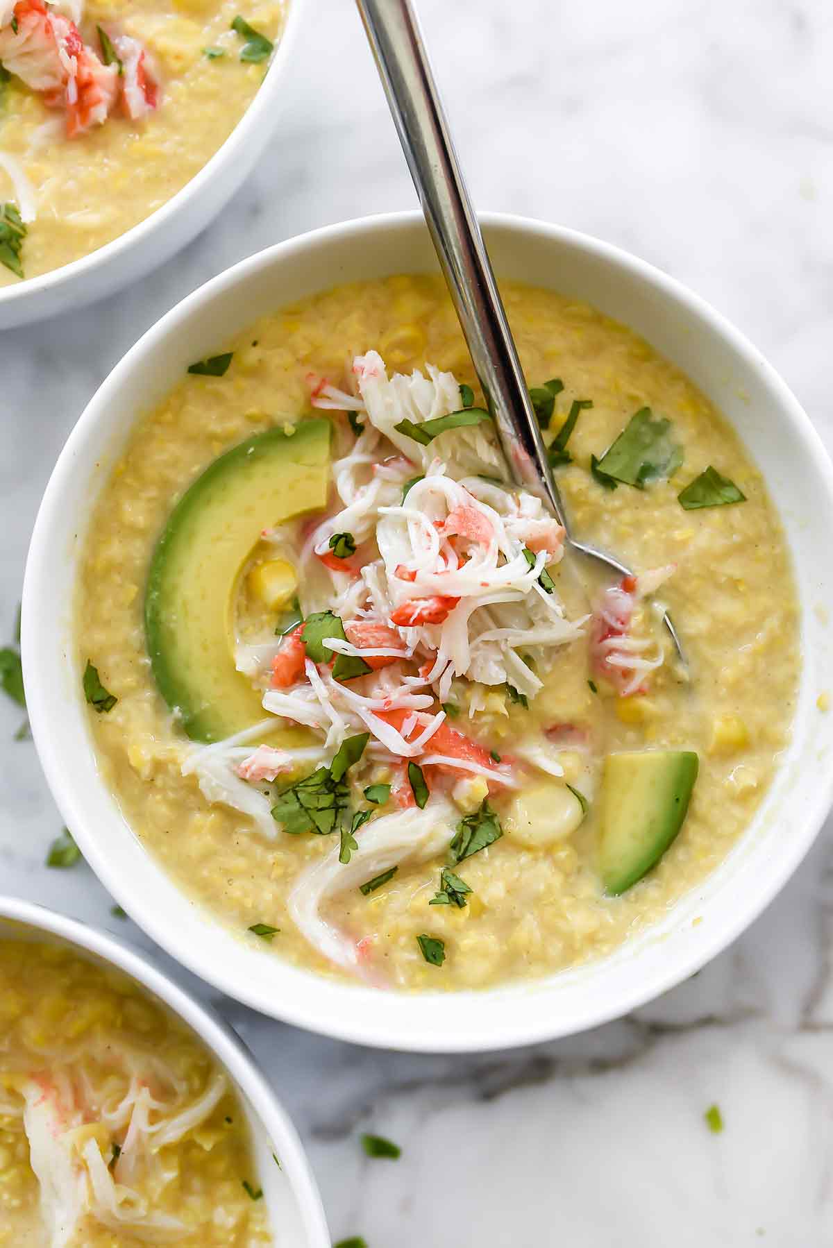 Chilled Corn and Crab Soup Recipe | foodiecrush.com