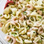 Homemade Bay Shrimp and Macaroni Salad with homemade light dressing | foodiecrush.com