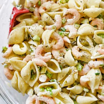 Homemade Classic Bay Shrimp and Macaroni Salad | foodiecrush.com