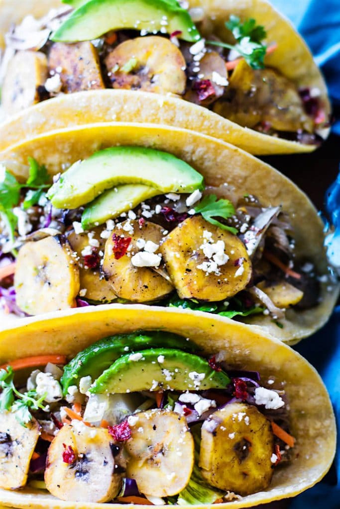 Crock Pot Cuban Pork Tacos with Fried Plantains from Cotter Crunch on foodiecrush.com