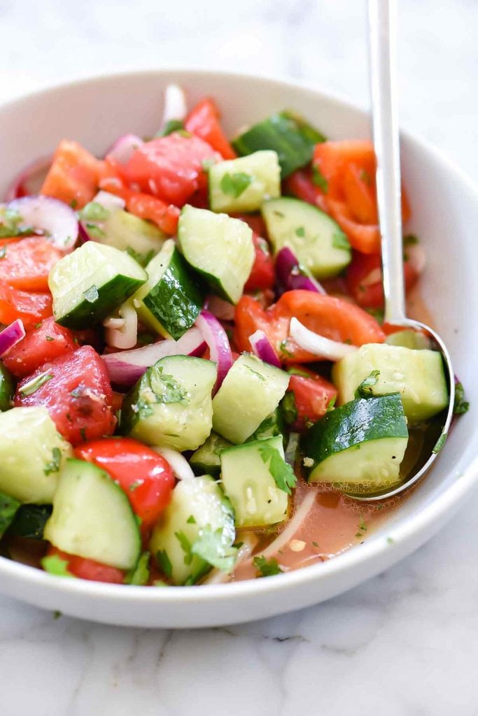 Crunchy Asian Cucumber Watermelon Salad | foodiecrush.com