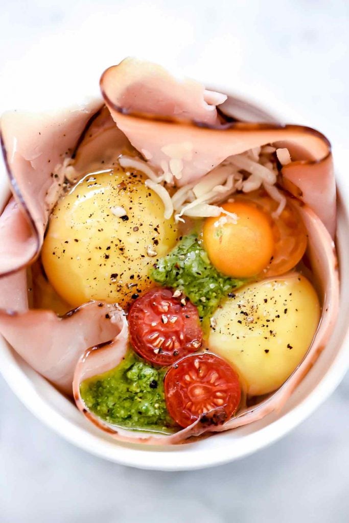 Microwave Egg Caprese Breakfast Cups | foodiecrush.com