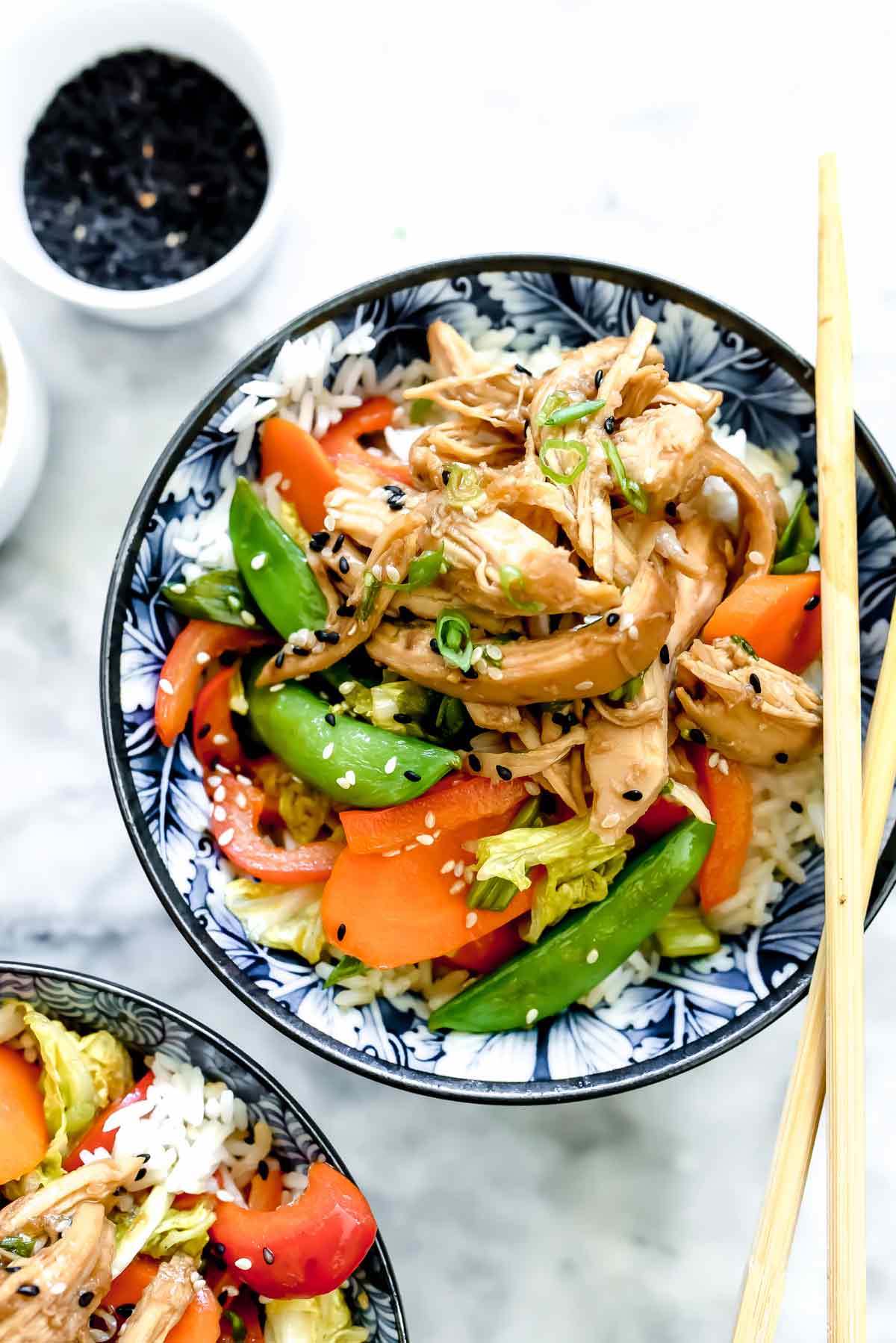 Slow Cooker Teriyaki Chicken and Vegetable Rice Bowls from foodiecrush.com on foodiecrush.com