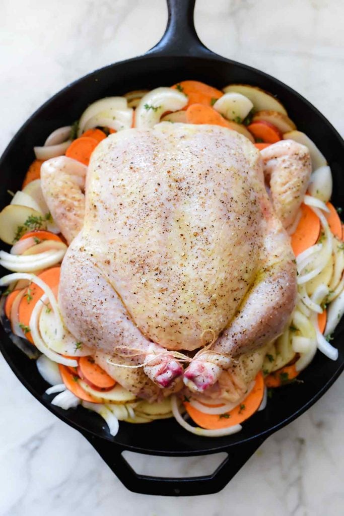 Cast-Iron Skillet Roasted Chicken With Potatoes | foodiecrush.com