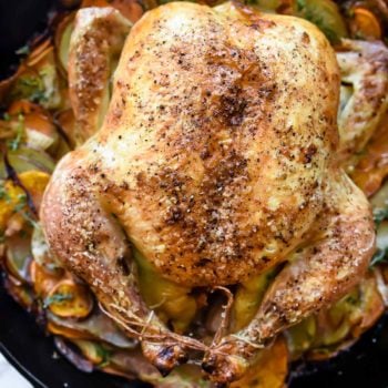 Cast-Iron Skillet Roasted Chicken With Potatoes | foodiecrush.com