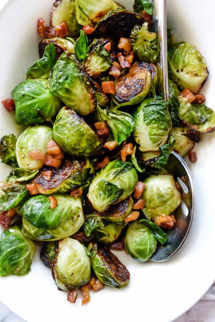 Sauteed Brussels Sprouts with Pancetta | foodiecrush.com 
