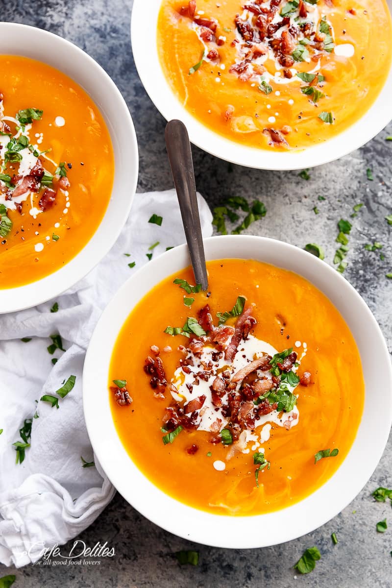 Thick & Creamy Pumpkin Soup from cafedelites.com on foodiecrush.com