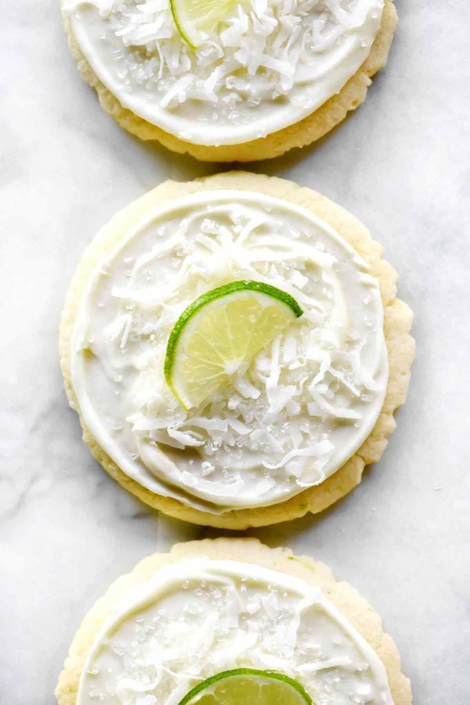 Coconut and Lime Frosted Soft Sugar Cookies | foodiecrush.com #cookies #easy #recipes #sugar #christmas 