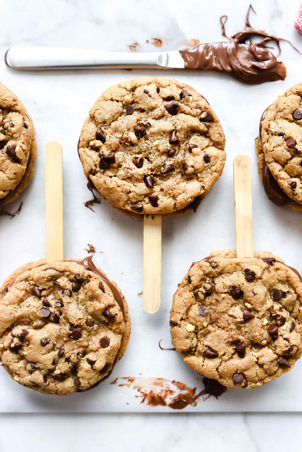 Chocolate Chip Sandwich Cookie Pops With Nutella Foodiecrush Com