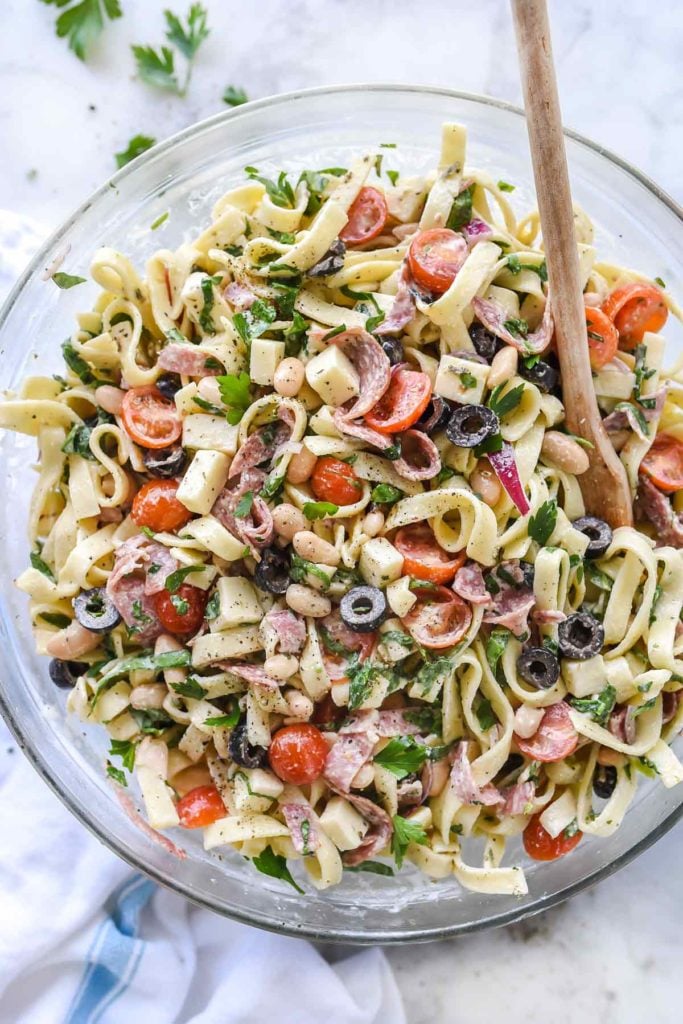 Tuscan Pasta Salad | foodiecrush.com #pasta #salad #recipes #salami #cheese