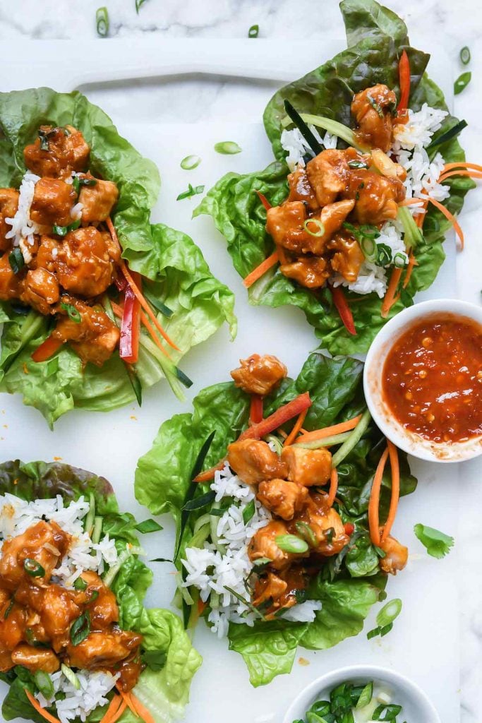 Instant Pot Orange Chicken Lettuce Wraps | foodiecrush.com #instantpot #chicken #asian #lettuceswrap #healthy #recipes