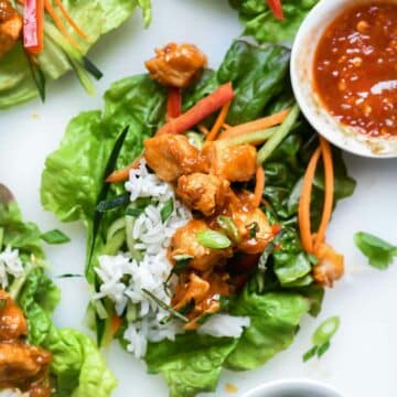 Instant Pot Orange Chicken Lettuce Wraps from foodiecrush.com on foodiecrush.com