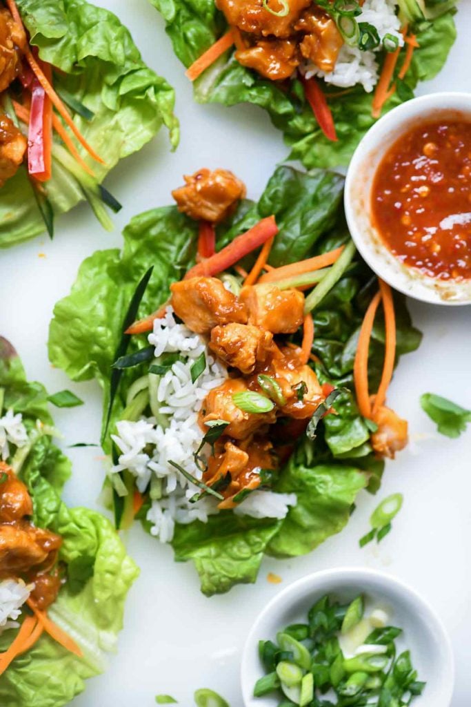 Instant Pot Orange Chicken Lettuce Wraps | foodiecrush.com #instantpot #chicken #asian #lettuceswrap #healthy #recipes