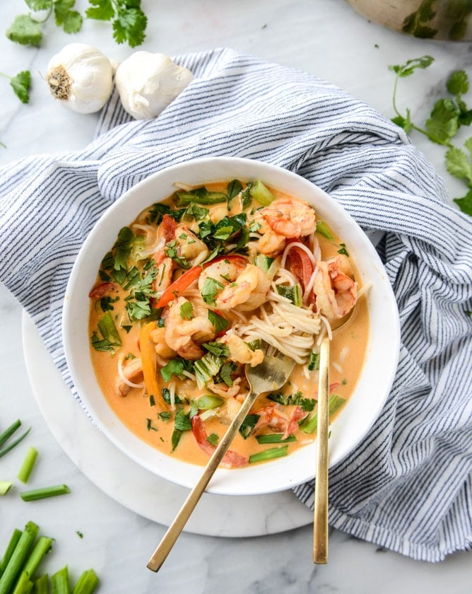 Thai Coconut Curry Shrimp Noodle Bowls from howsweeteats.com on foodiecrush.com