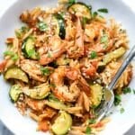 One-Pot Mexican Shrimp with Orzo and Zucchini | foodiecrush.com