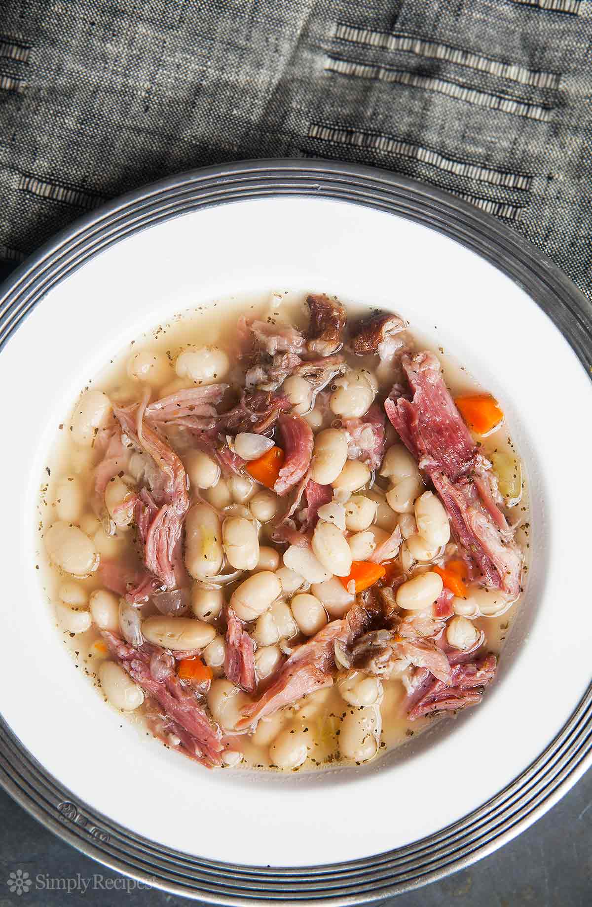 White Bean and Ham Soup from simplyrecipes.com on foodiecrush.com