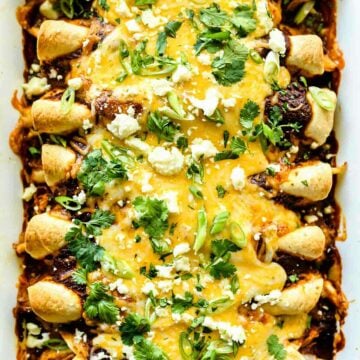 Easy Chicken Mole Enchiladas | foodiecrush.com #enchiladas #easy #chicken #mole #recipes