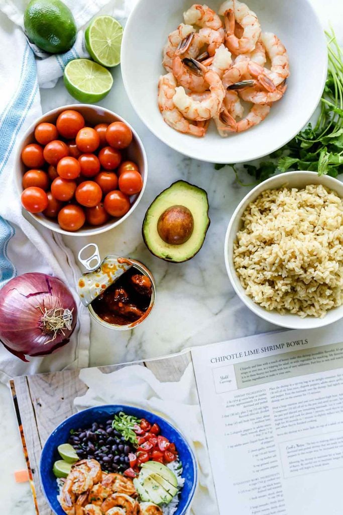 Chipotle Lime Shrimp Bowls | foodiecrush.com #shrimp #ricebowls #healthy #Mexican