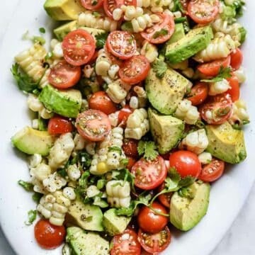 Grilled Corn, Tomato and Avocado Salad | foodiecrush.com #salad #tomato #avocado #corn #summer #recipes