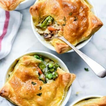 Chicken Pot Pie with Asparagus and Mushrooms | foodiecrush.com #chickenpotpie #asparagus #mushrooms #chicken #recipes