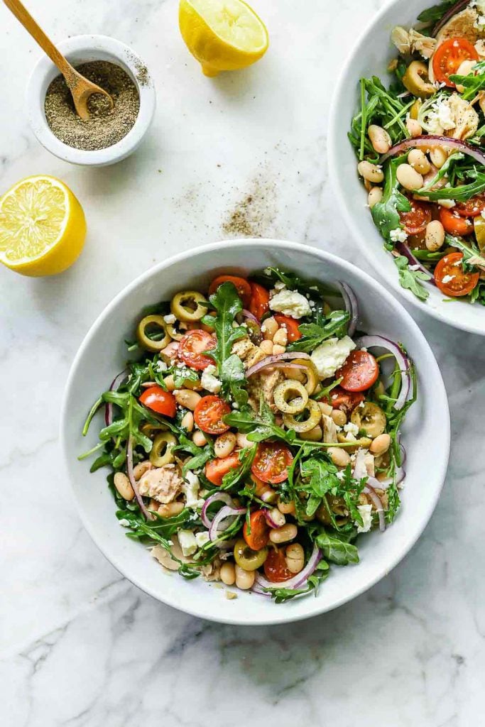 ton toscan și salată de fasole albă | foodiecrush.com #salad #Healthy #recipes #tuna #toscan