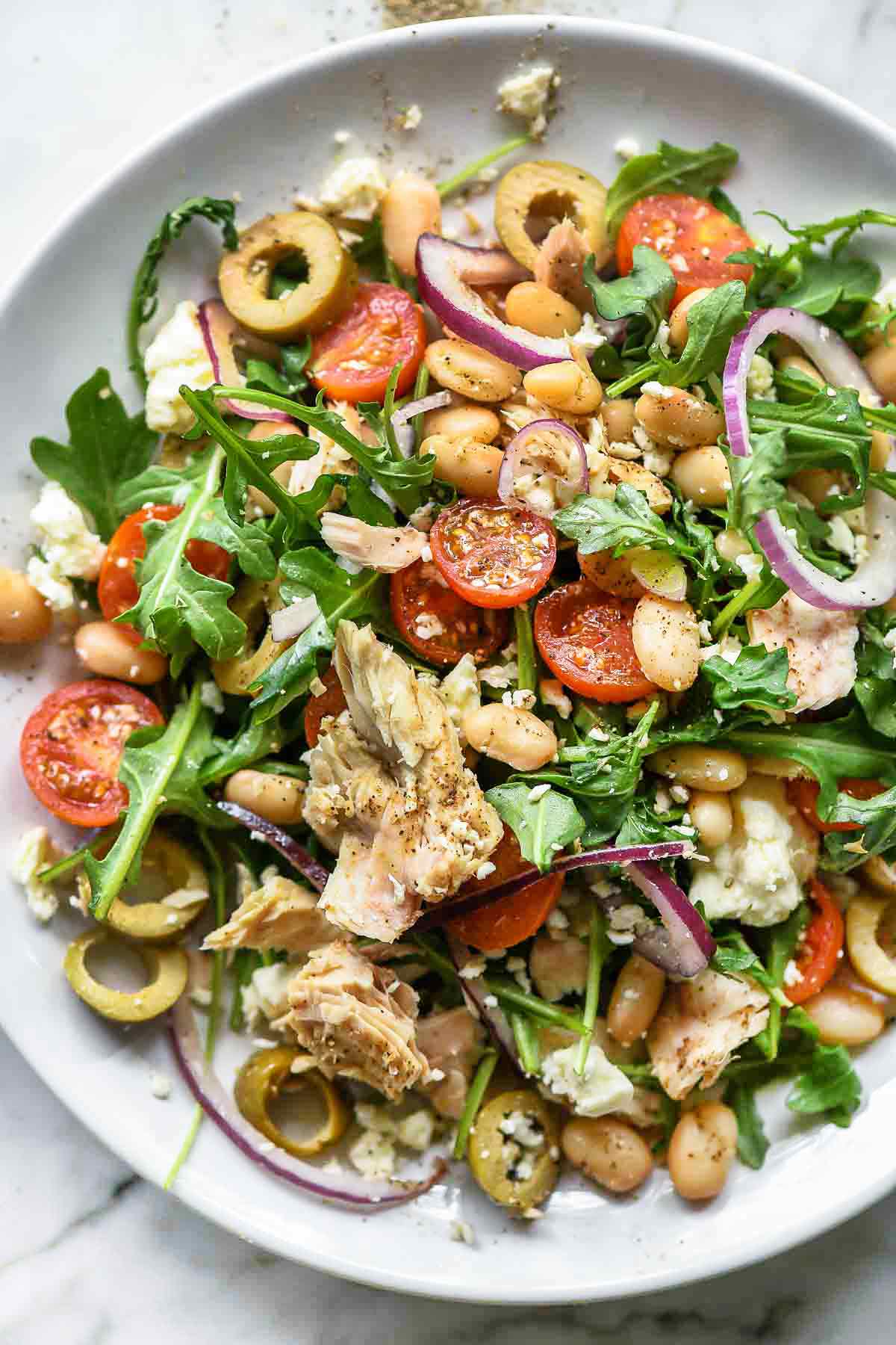 Tuscan Tuna and White Bean Salad | foodiecrush.com #salad #healthy #recipes #tuna #tuscan