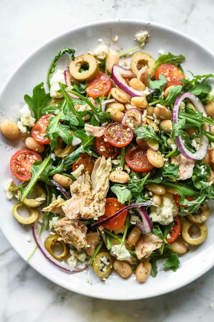 Tuscan Tuna and White Bean Salad | foodiecrush.com #salad #healthy #recipes #tuna #tuscan