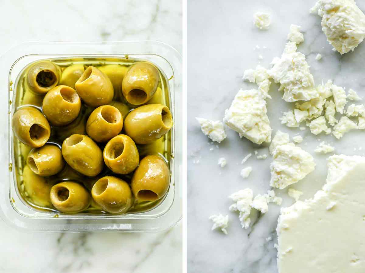 măsline și brânză feta | foodiecrush.com # feta # măsline 