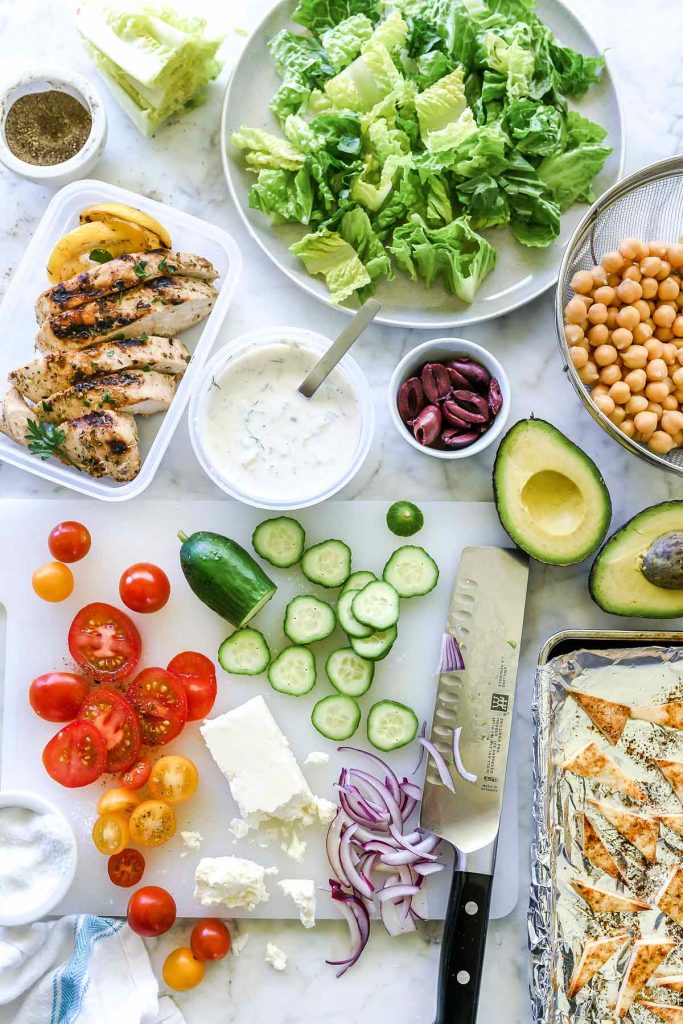 Chicken Gyro Salad | foodiecrush.com #salad #greek #recipes #gyro #chicken