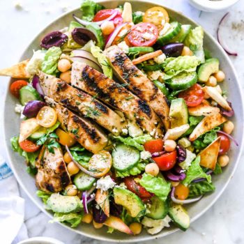 Greek Chicken Gyro Salad | foodiecrush.com #salad #greek #recipes #gyro #chicken