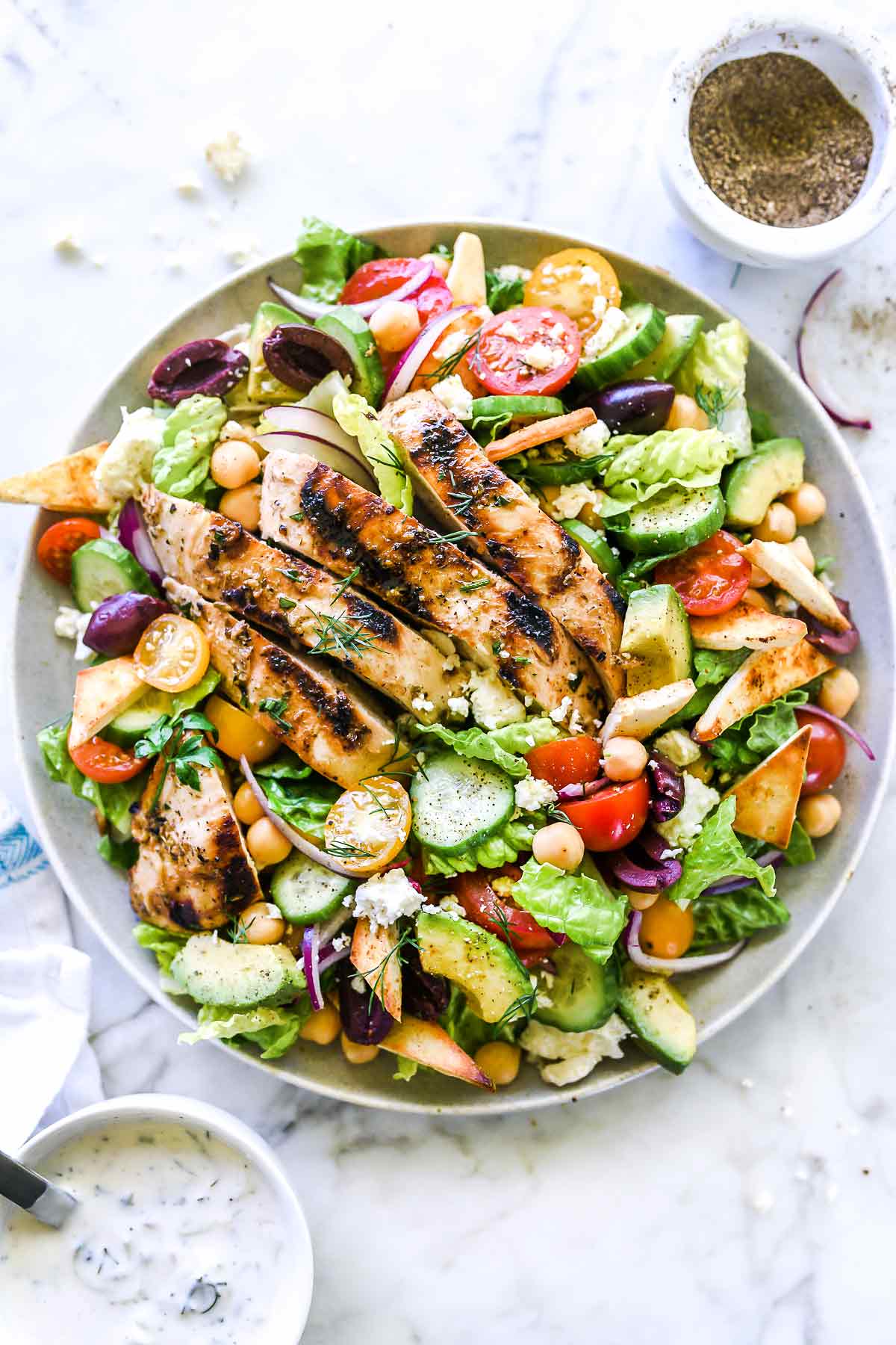 Greek Chicken Gyro Salad Foodiecrush Com