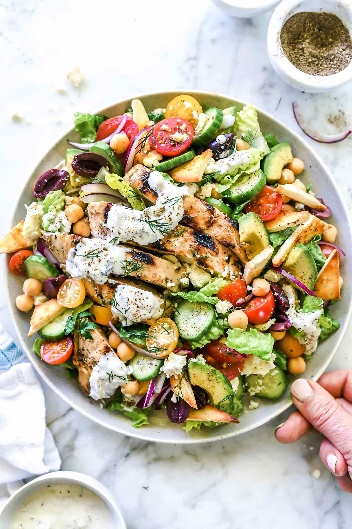 Greek Chicken Gyro Salad - foodiecrush .com