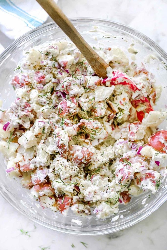Creamy Dill Potato Salad | foodiecrush.com #potatosalad #salad #recipes #side #dill #potato