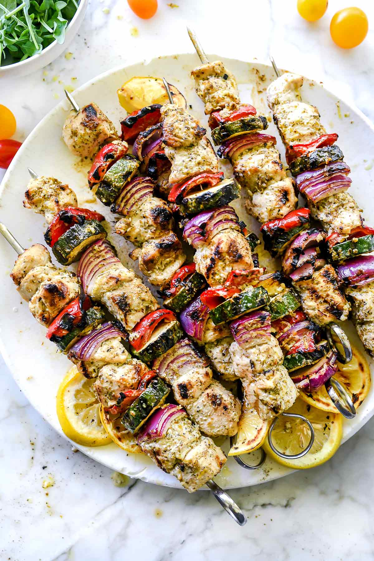 Grilled Greek Chicken Kebab Recipe | foodiecrush.com